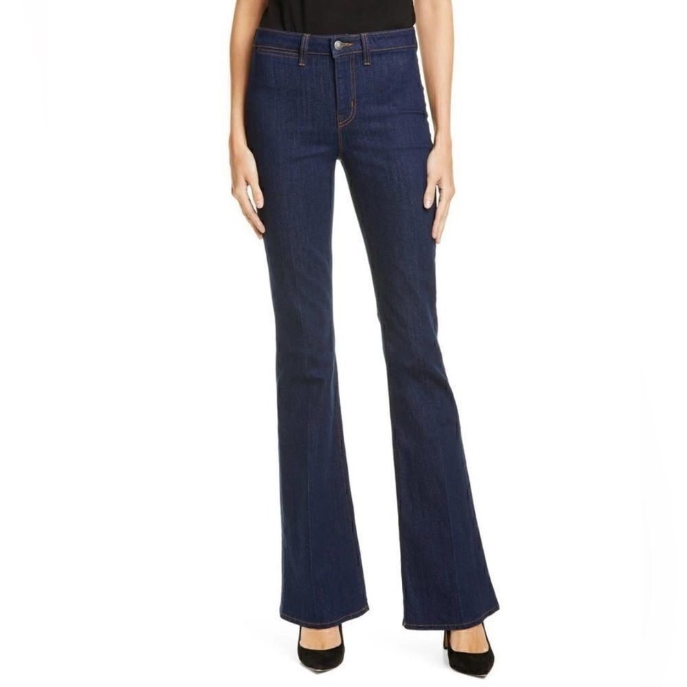 L'Agence Joplin Flare Jeans Denim in Blue Size 28